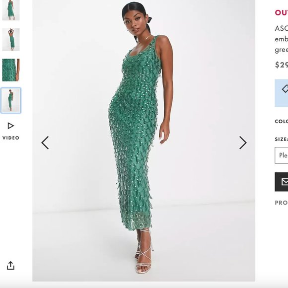 ASOS DESIGN dripped jewel embellished maxi dress in forest green - Picture 1 of 4